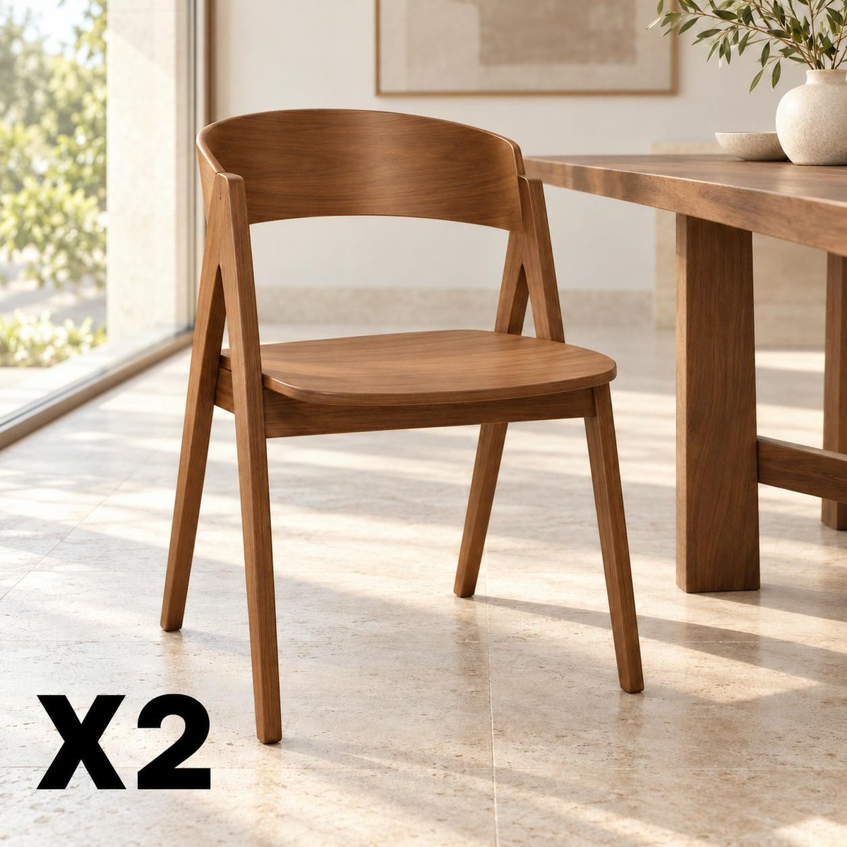 Chaise scandinave en bois (lot de 2) ORBE bois foncé, PIER IMPORT