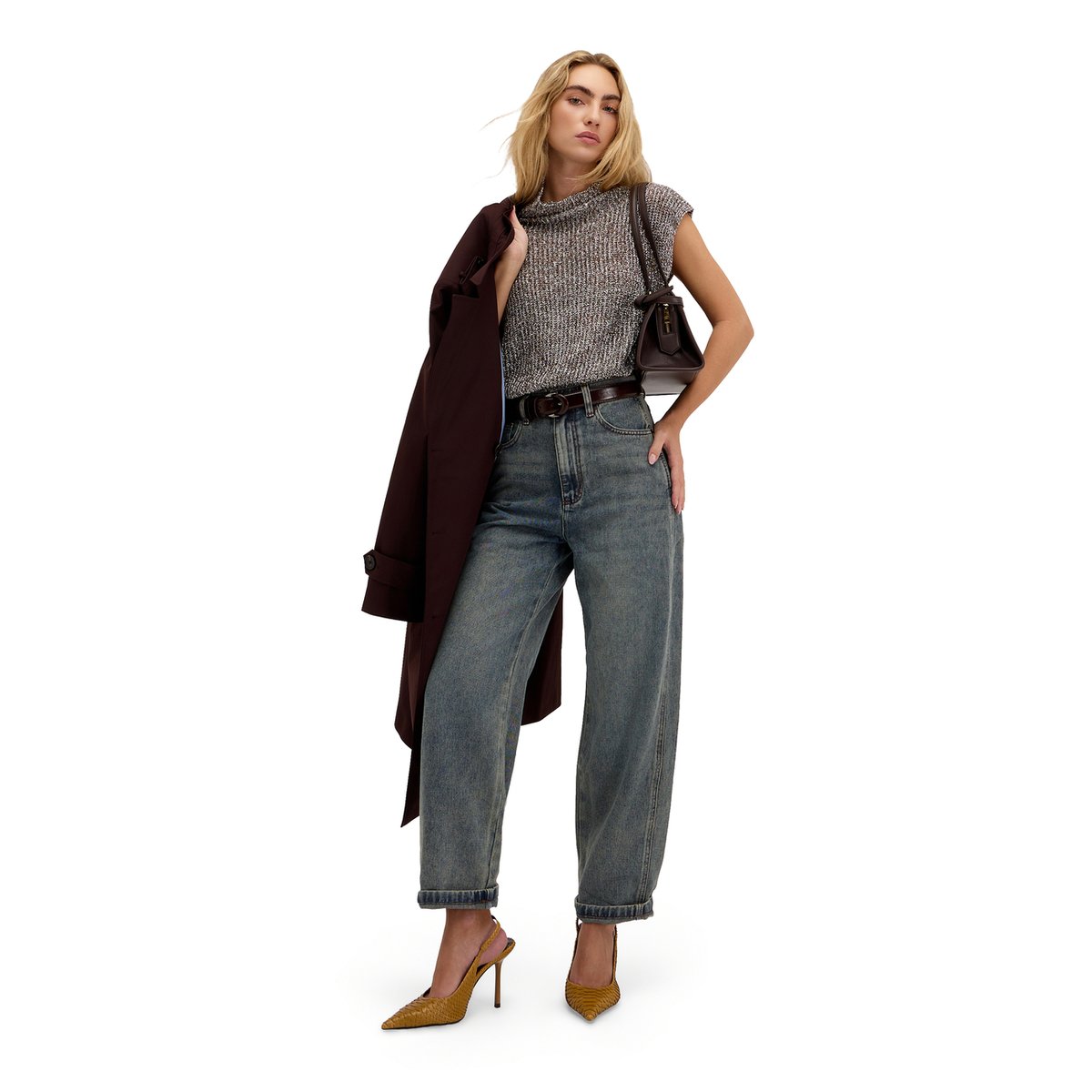Jean balloon fit taille haute bleu, MOTIVI