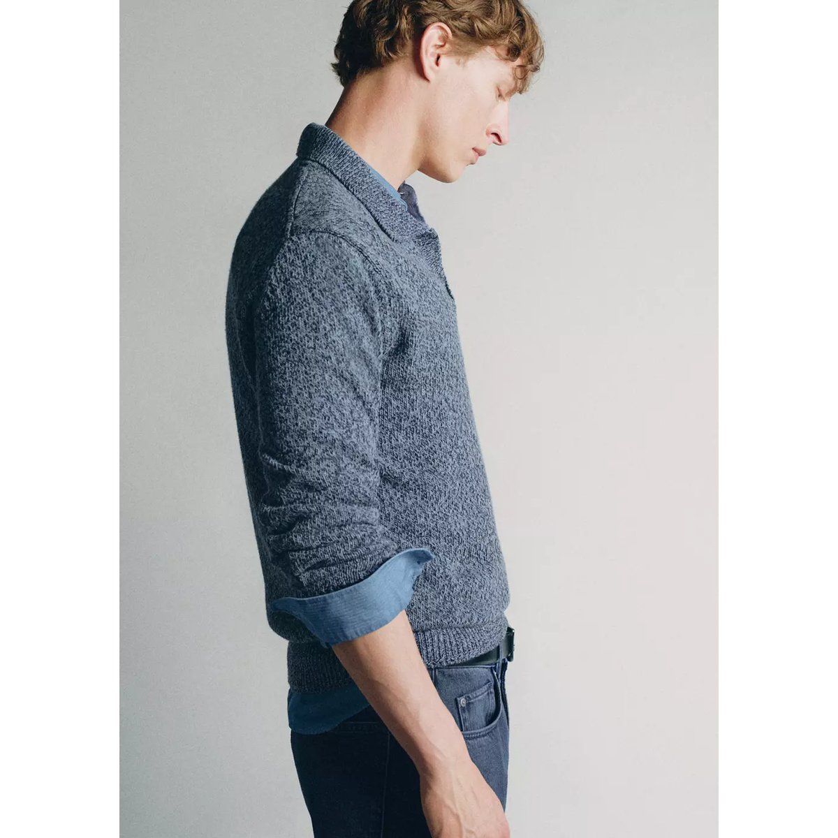 Polo en jersey 100 % filé Pinori Filati bleu indigo, MANGO MAN