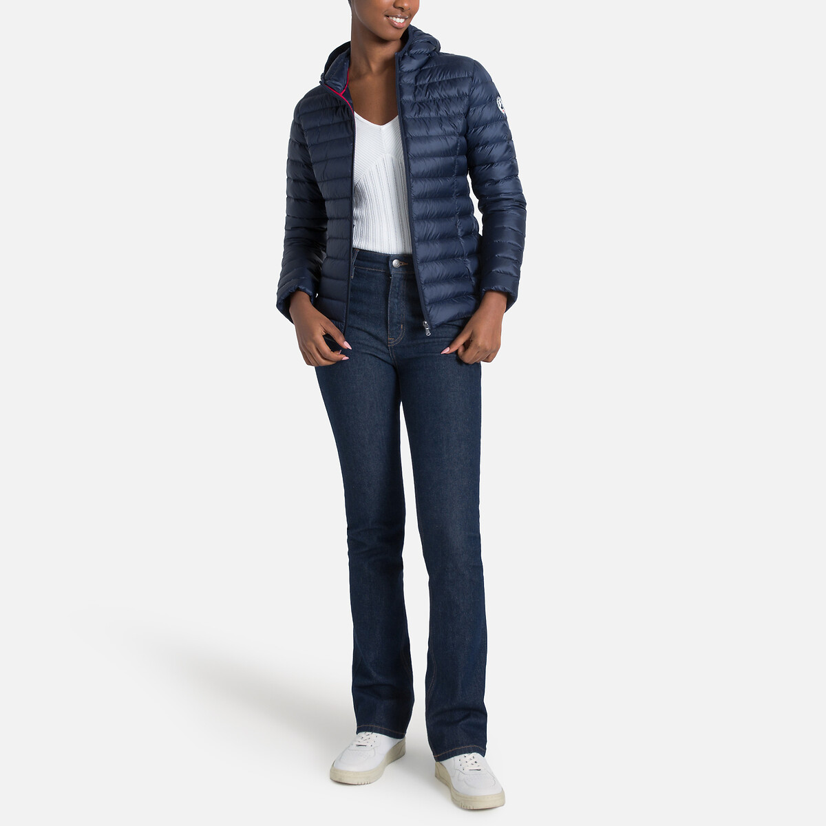 Cloe Quilted Padded Jacket with Hood and Zip Fastening navy, JOTT