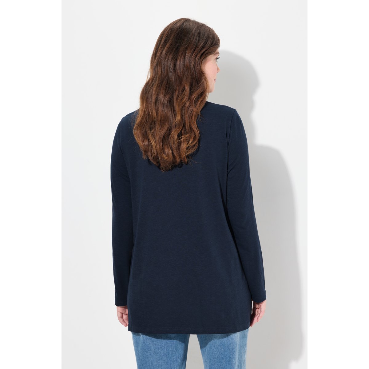 T-shirt à col rond et manches longues marine, ULLA POPKEN
