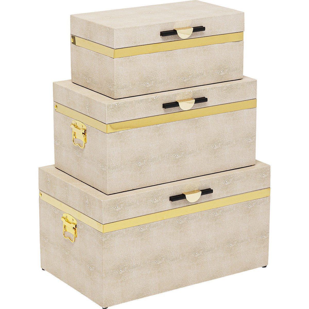 Lot de 3 boîtes hautes en simili cuir, CLASSY beige, KARE DESIGN