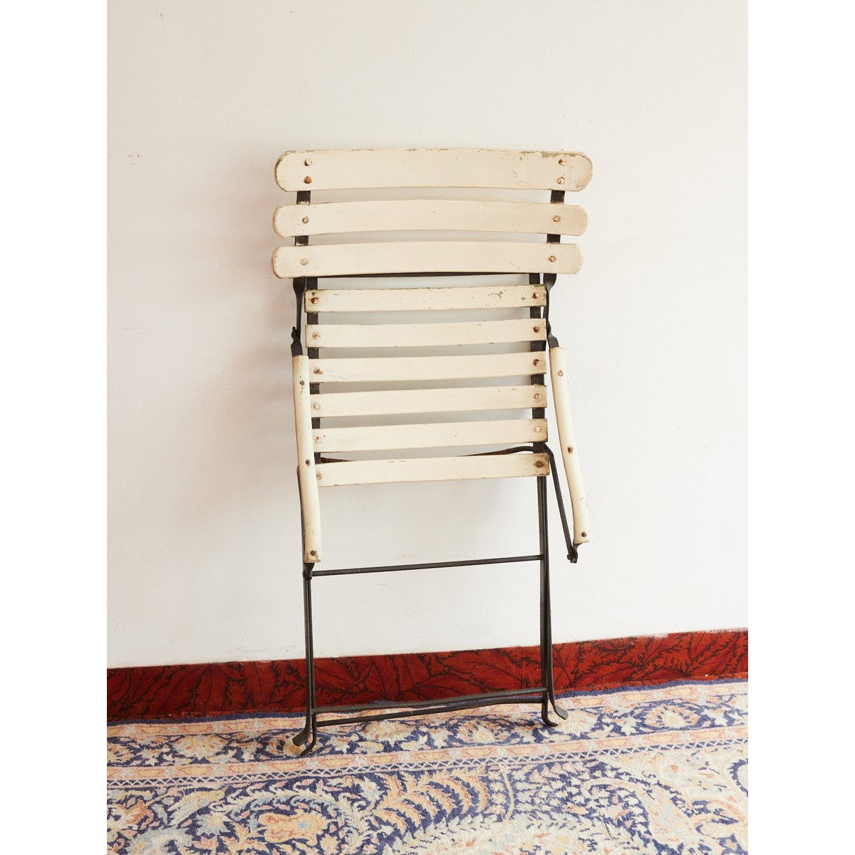 Fauteuil de jardin pliant en bois Ernest N°1625 - Bon état blanc, DEBONGOUT