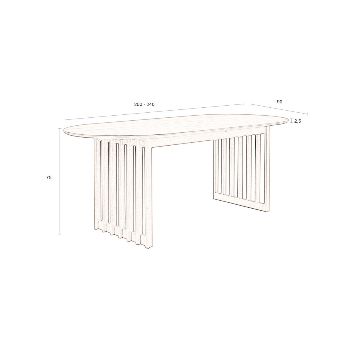 Table de repas extensible ovale en bois - BARLET marron, DUTCHBONE
