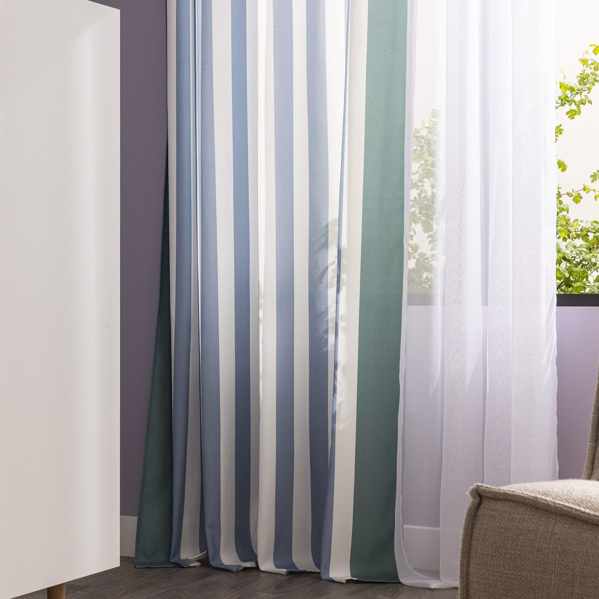 Rideau en polyester et coton, SIGRID vert, INSPIRE
