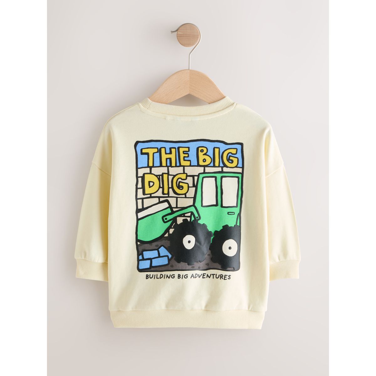 Sweat ras du cou en jersey imprimé au dos crevette jaune babeurre, NEXT