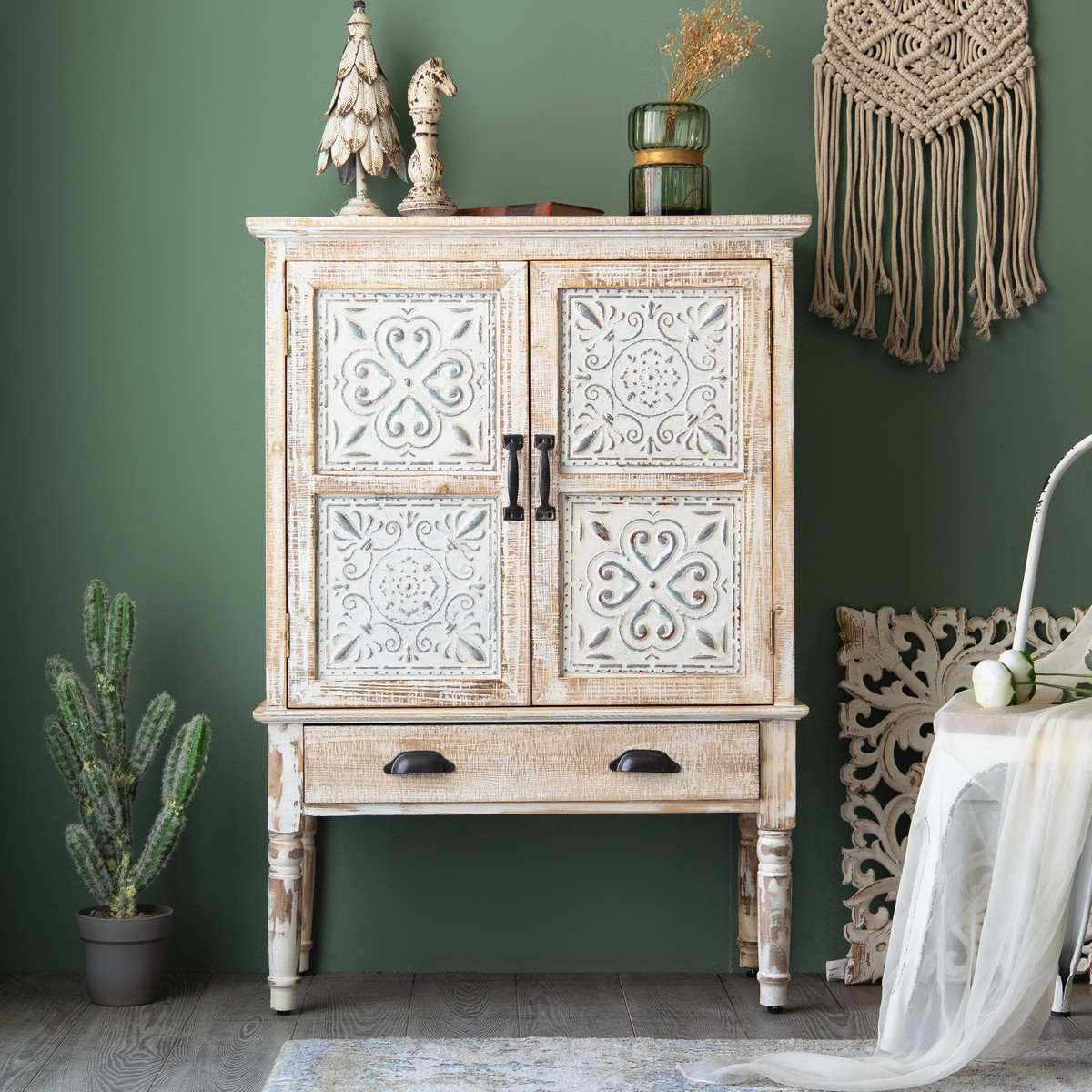 Buffet en bois patiné - OSCAR blanc, MATHI DESIGN