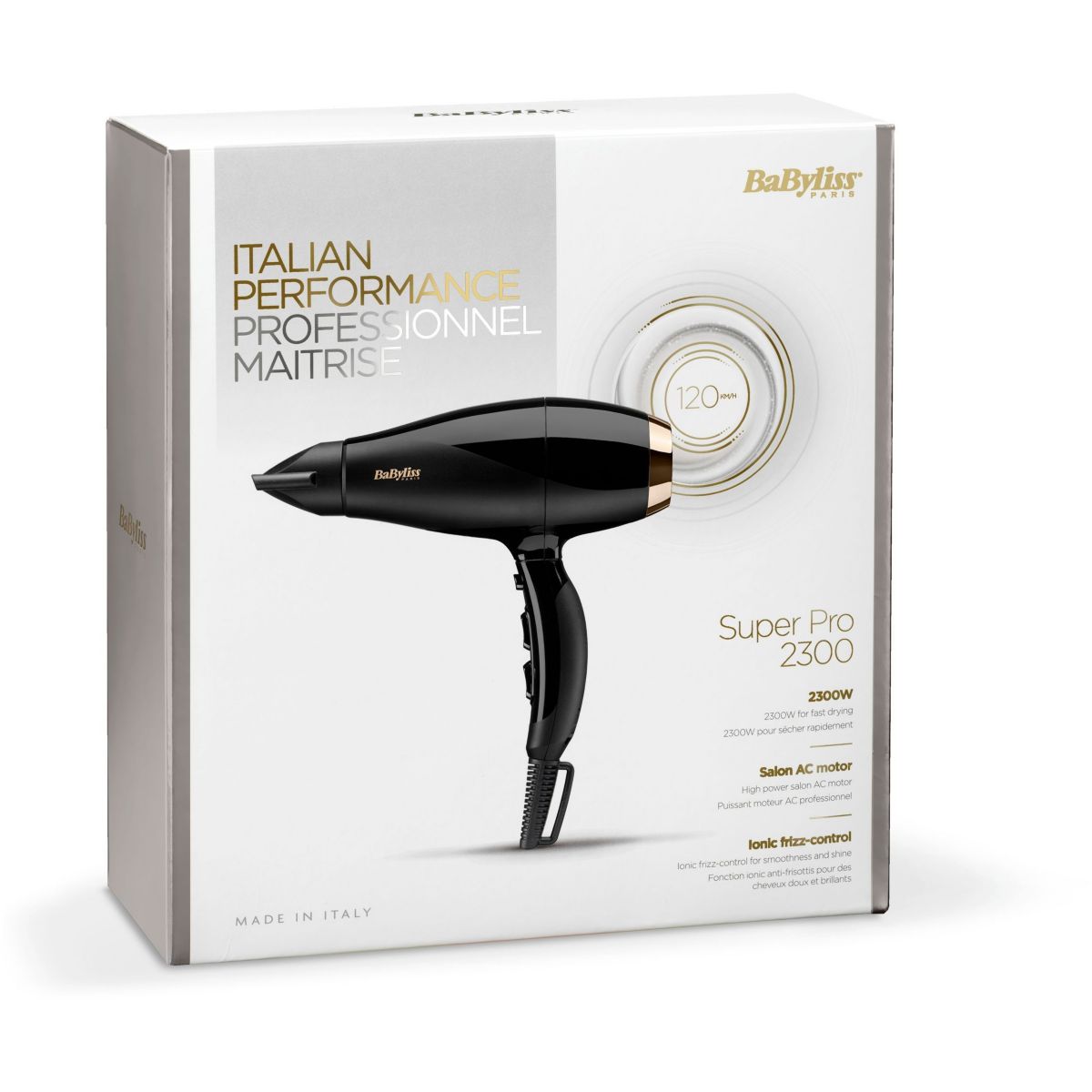 Sèche cheveux 2300w Super Pro noir/or, BABYLISS