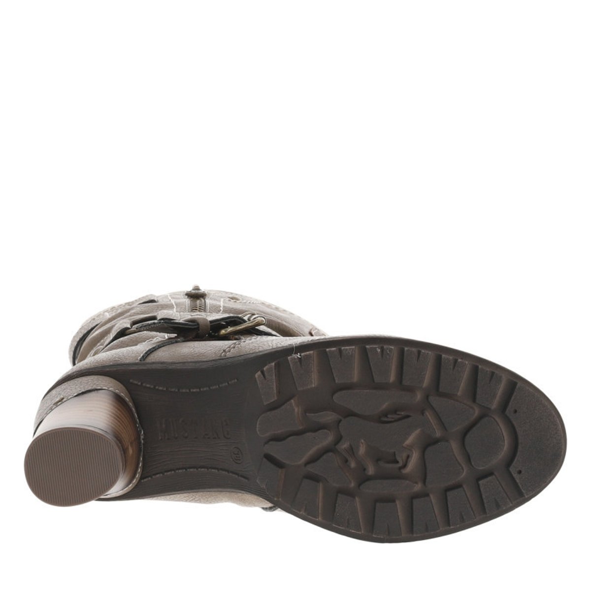 Bottes taupe à talon décroché haut avec des boucles à ardillons taupe, MUSTANG