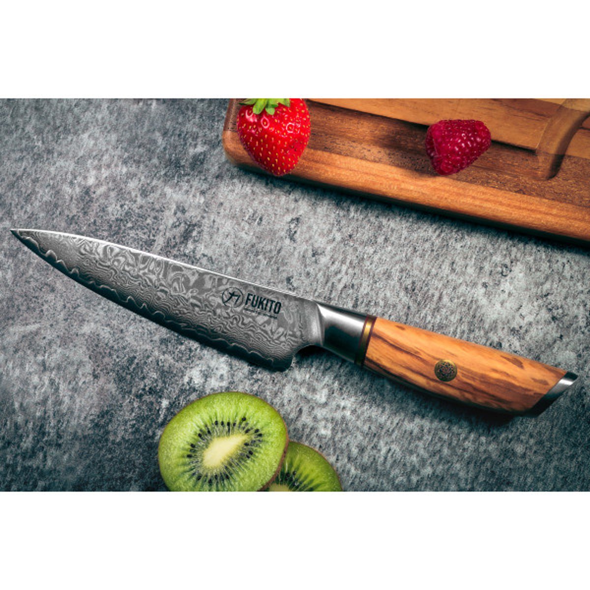 Couteau de cuisine Olive Damas modèle Universel 13cm v002237, FUKITO