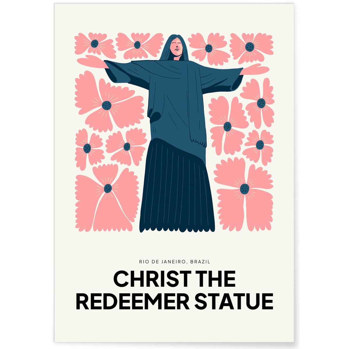 Affiche Rio Statue du Christ Rédempteur blanc, L'AFFICHERIE