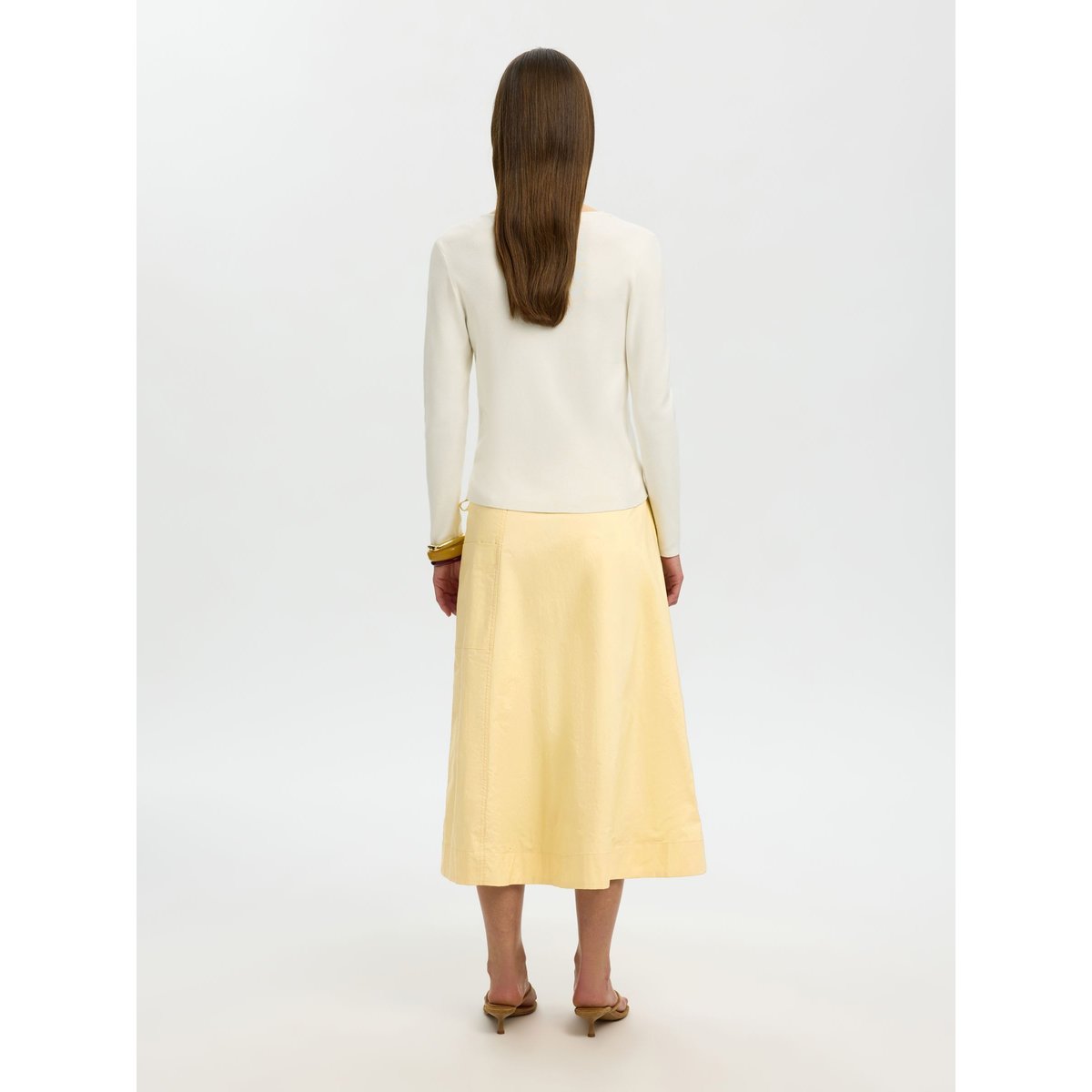 Jupe Mi-Longue jaune - italian straw, SELECTED