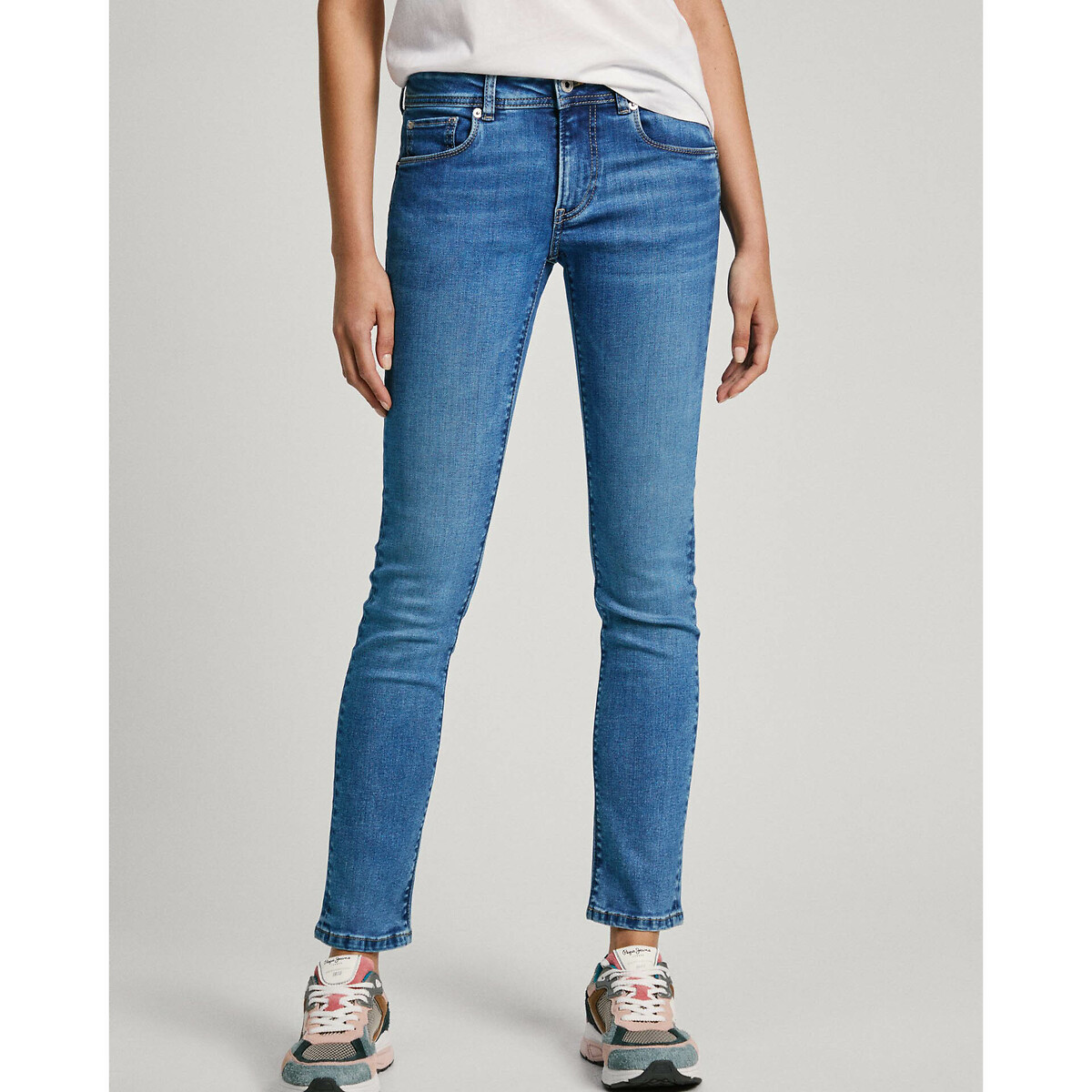 Jean Slim, taille basse medium blue wiser wash, PEPE JEANS