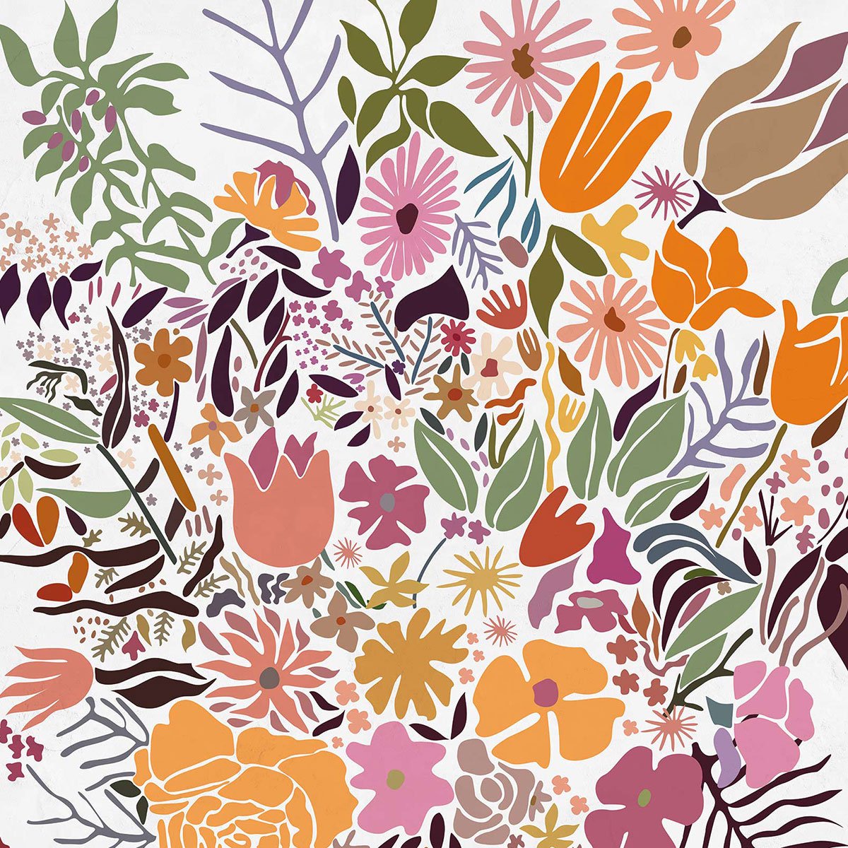 Papier peint, marché aux fleurs chambre multicolore, HEXOA