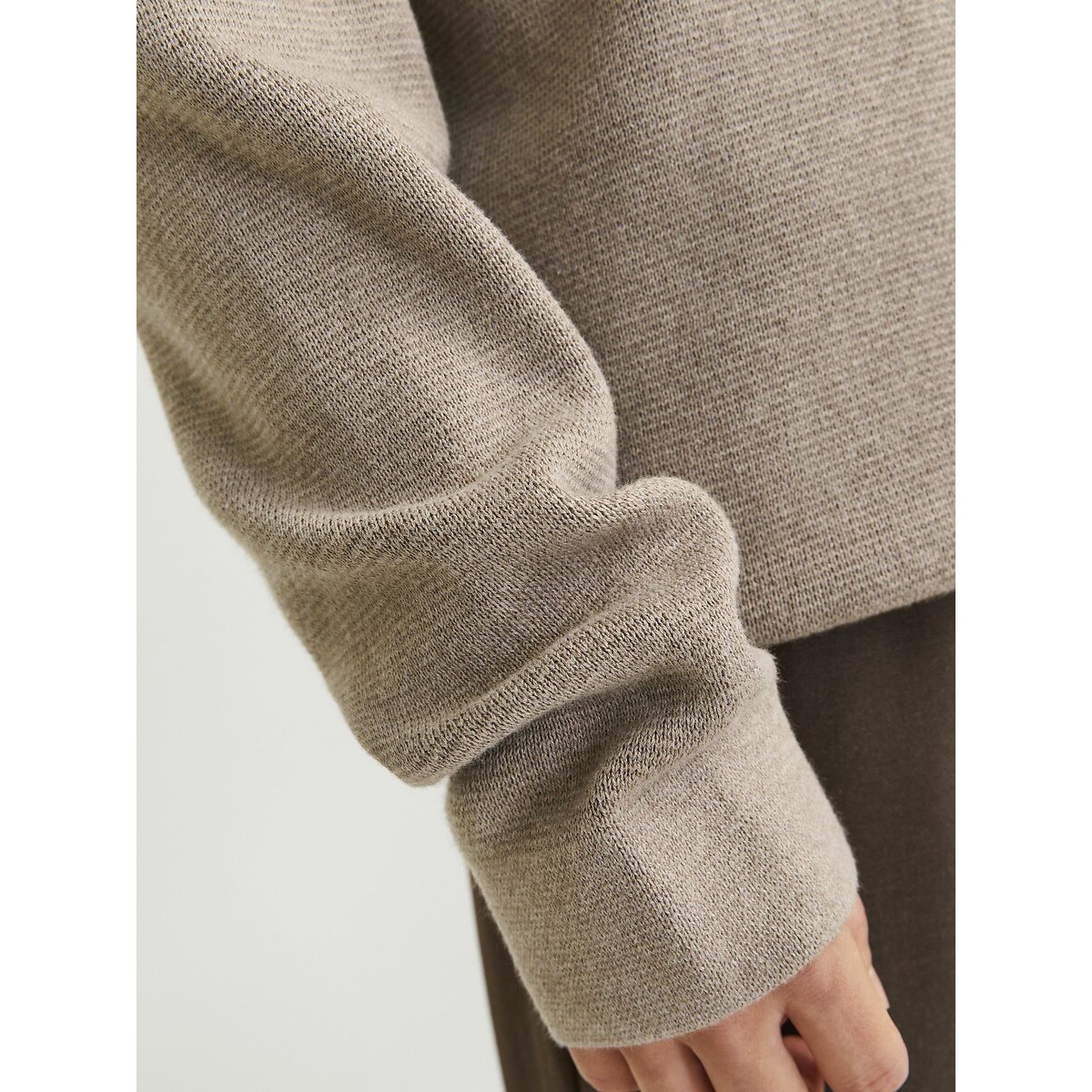 Pull girocollo in maglia beige, JACK & JONES