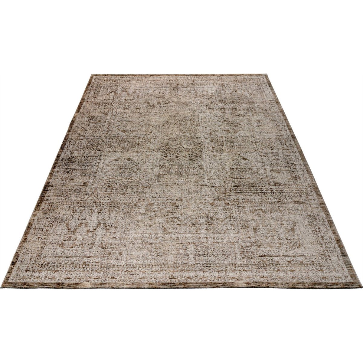 Tapis rectangulaire effet 3d, Amora crème beige clair patiné ton sur ton, ARTE ESPINA