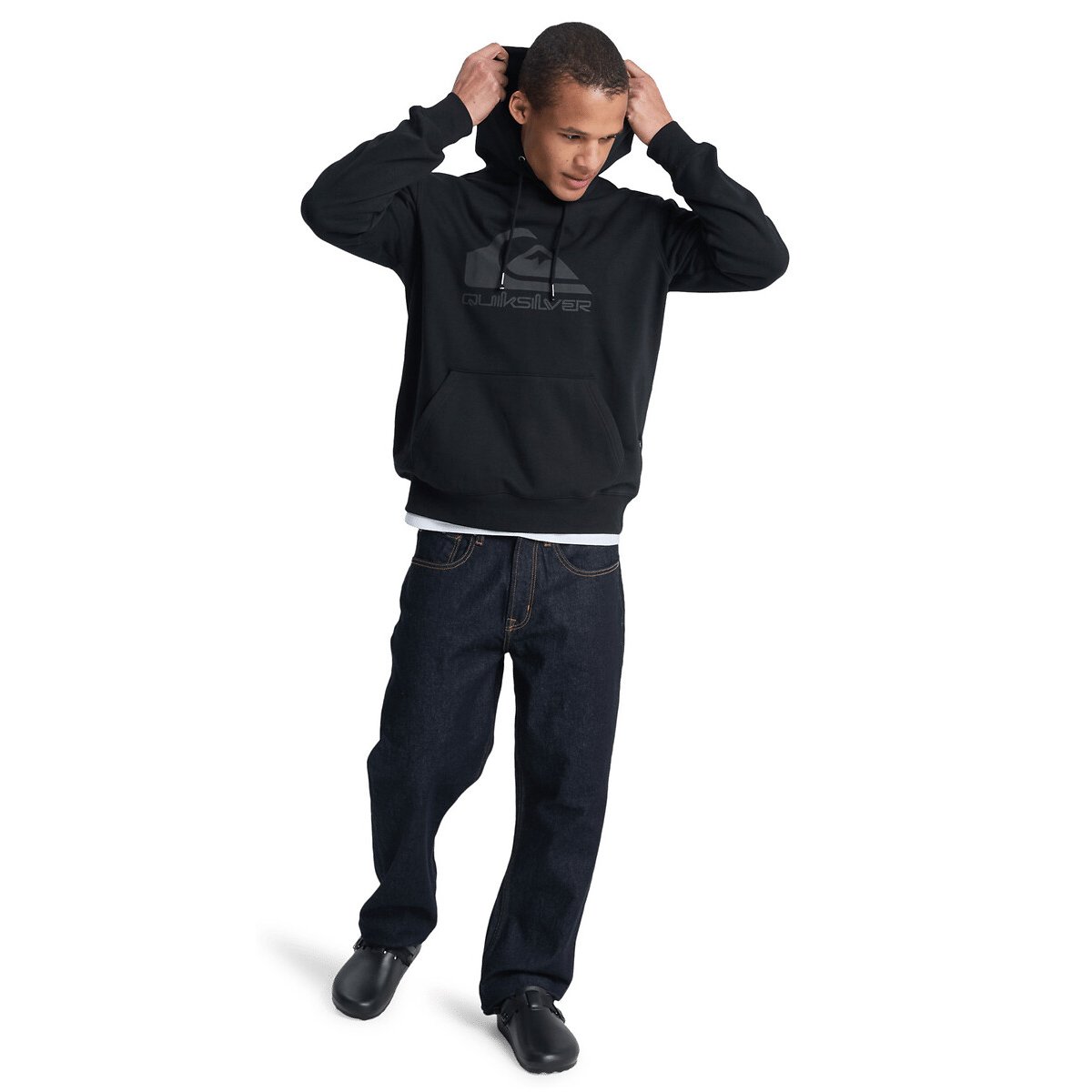 Sweat à capuche logo noir, QUIKSILVER