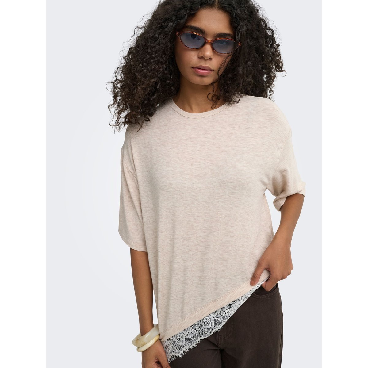 T-Shirt oatmeal, ONLY