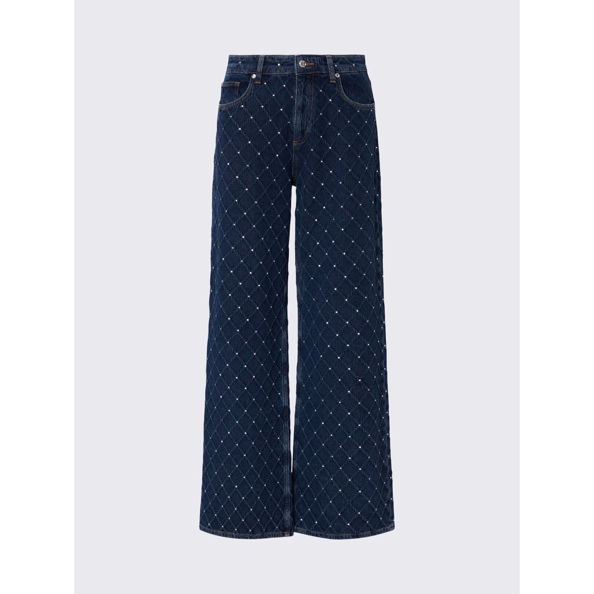 Jeans droit matelassé avec strass denim bleu, LIU JO