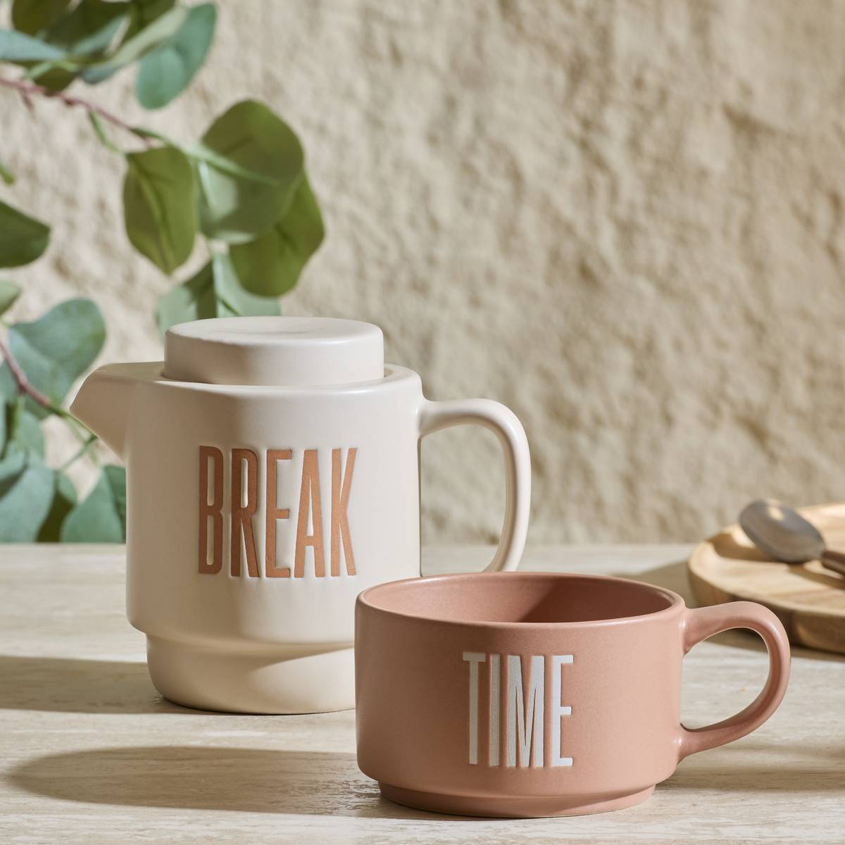 Théière solitaire en grès BREAK TIME beige, ATMOSPHERA