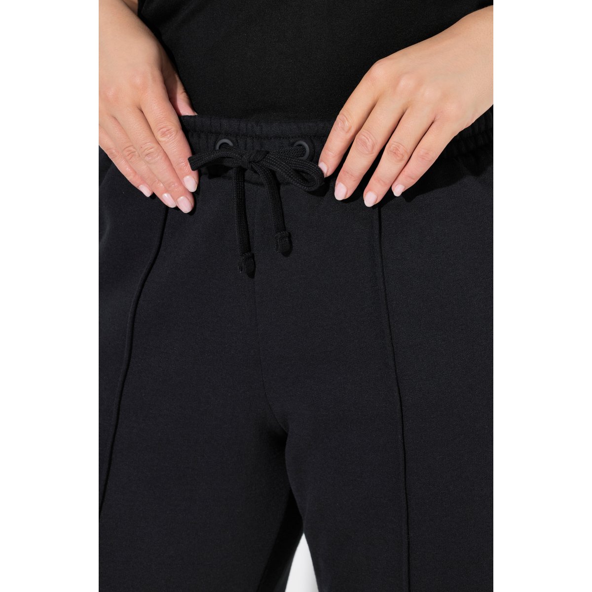 Pantalon de jogging large à taille élastique noir, ULLA POPKEN