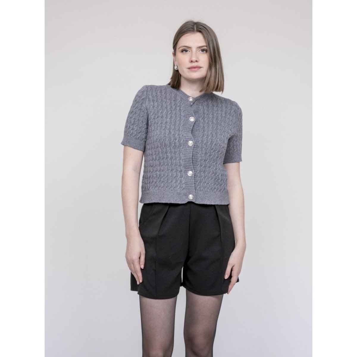 Gilet Manches Courtes Kelvina gris, DONA LISA