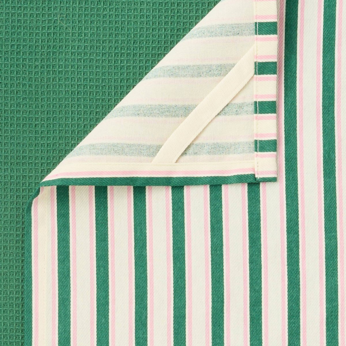 Lot de deux torchons imprimé rayé et nid d'abeille, 50x70cm, 100% coton spring, MONOPRIX