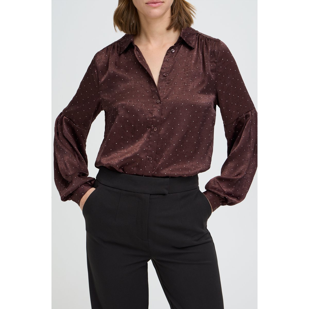 Chemise à manches longues marron fudge, B.YOUNG