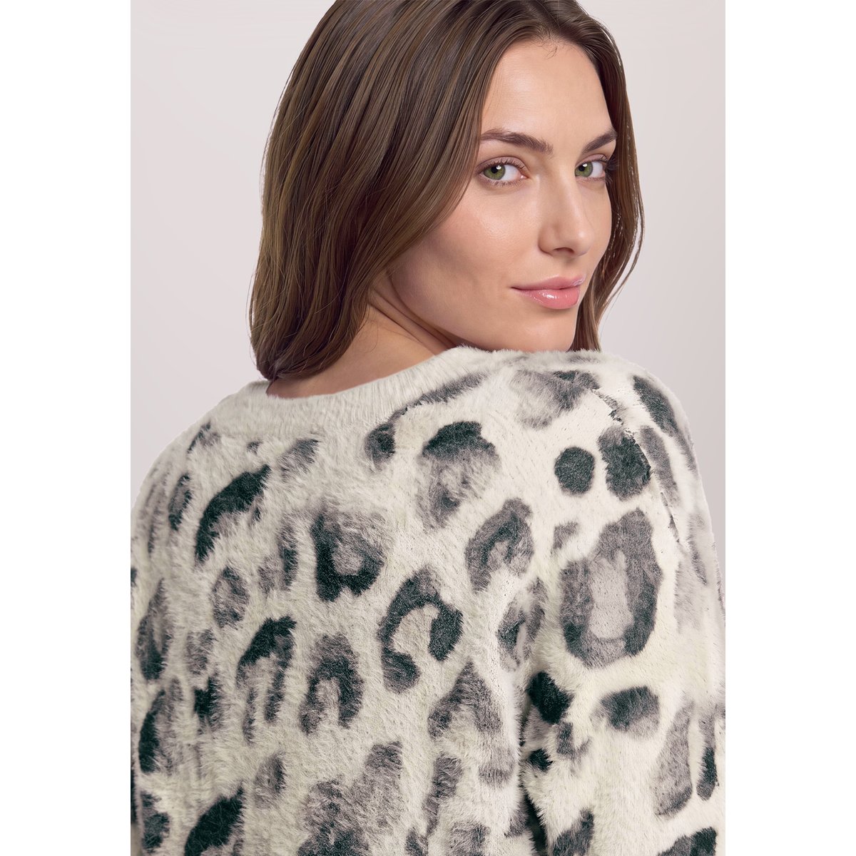 Pull-over en maille à manches chauve-souris gris/beige, BETTY BARCLAY