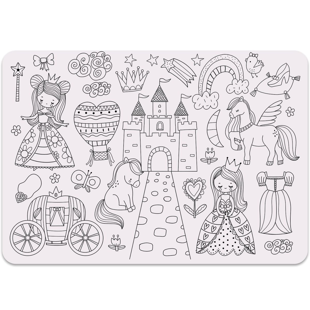 Set de table à colorier Princesses blanc, ULYSSE