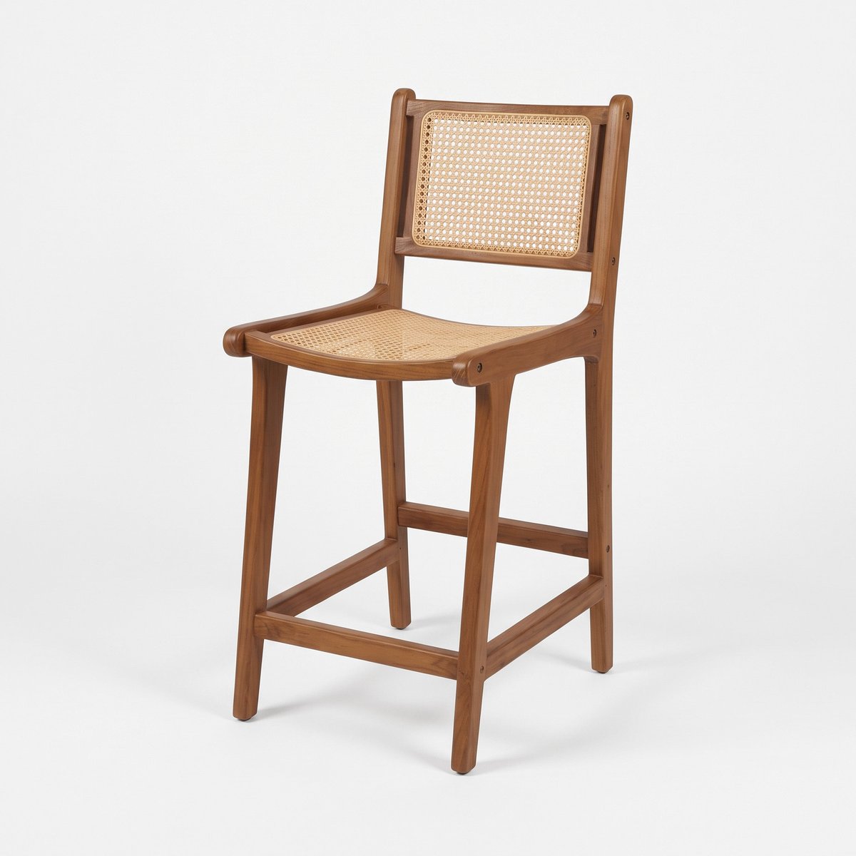 Lot de 2 chaises pour îlot central 66,5 cm en teck et cannage en rotin - KYLA beige, MAISON PAVANE