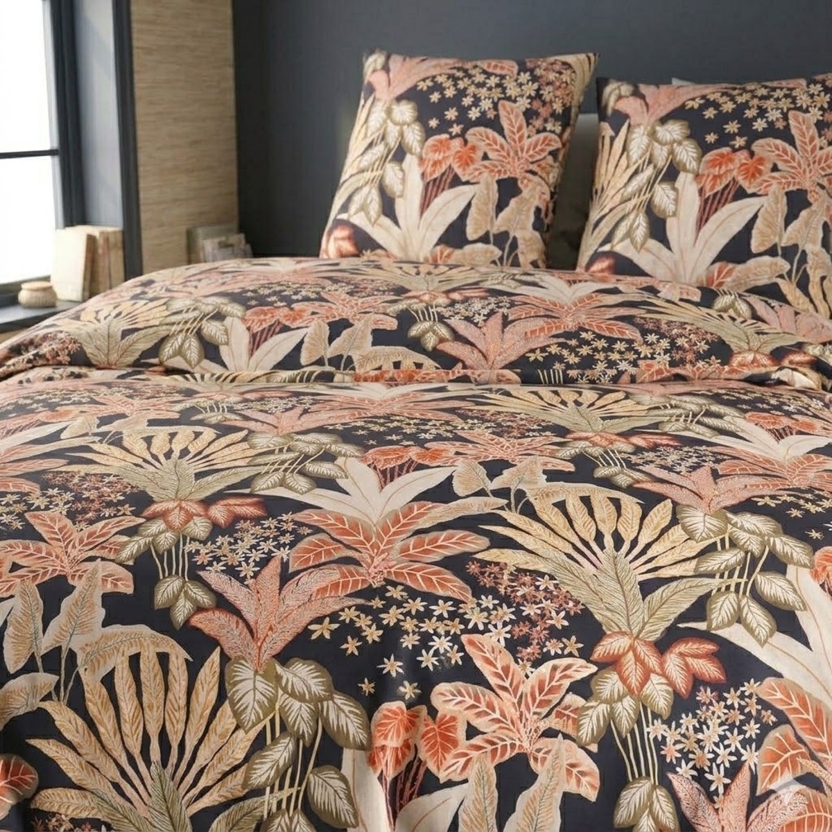 Parure de lit Colelction Louisiane fleurie beige, EDEN
