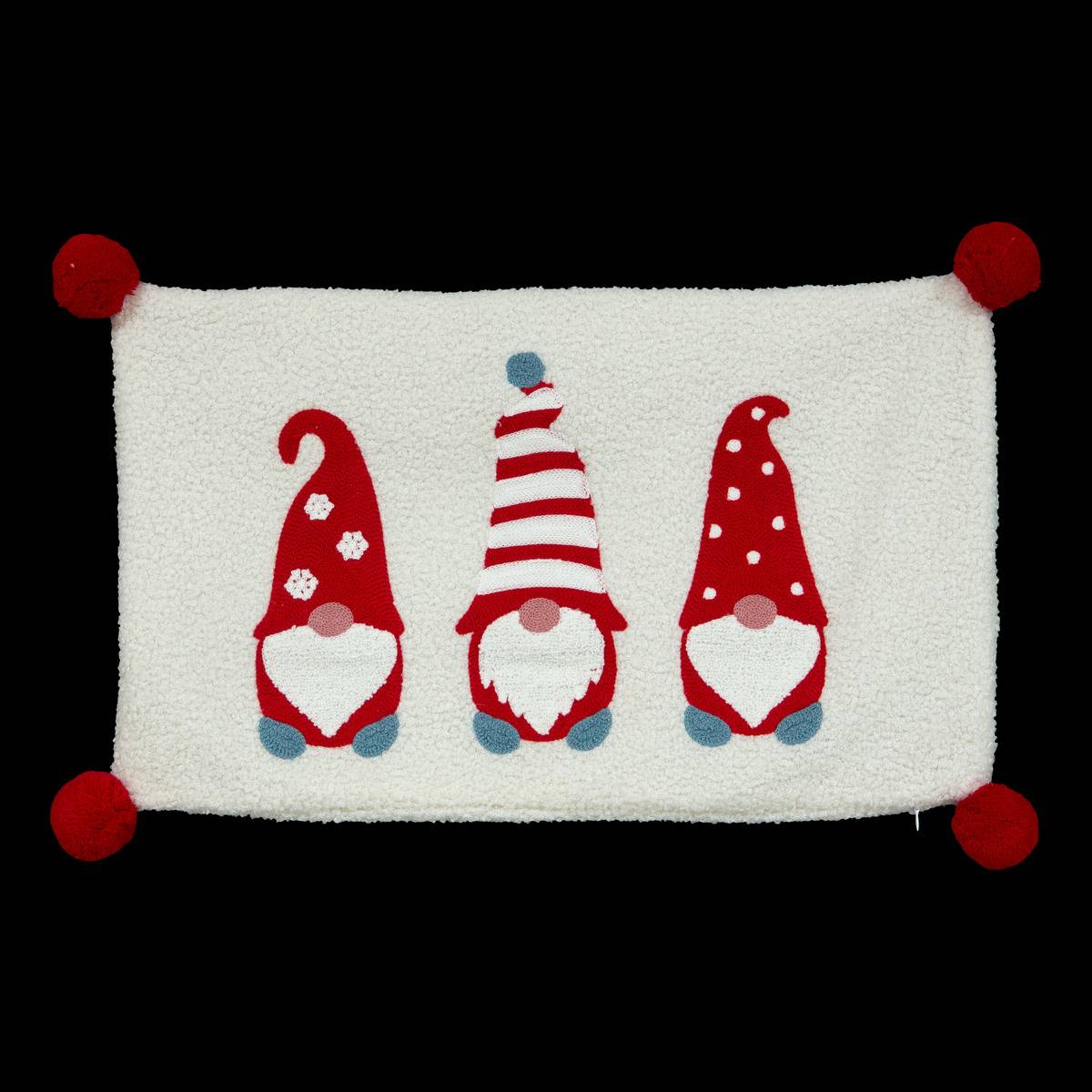 Coussin de Noël motif 3 gnomes 50 x 30 cm multicolore, FEERIC LIGHTS & CHRISTMAS