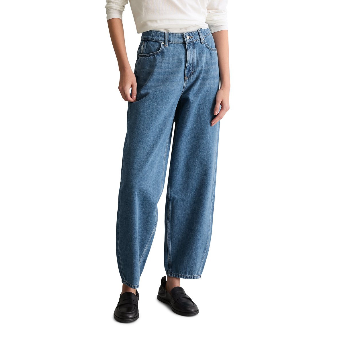 Jeans modèle Stine relaxed barrel cropped en pur coton bleu moyen, MARC O’POLO DENIM