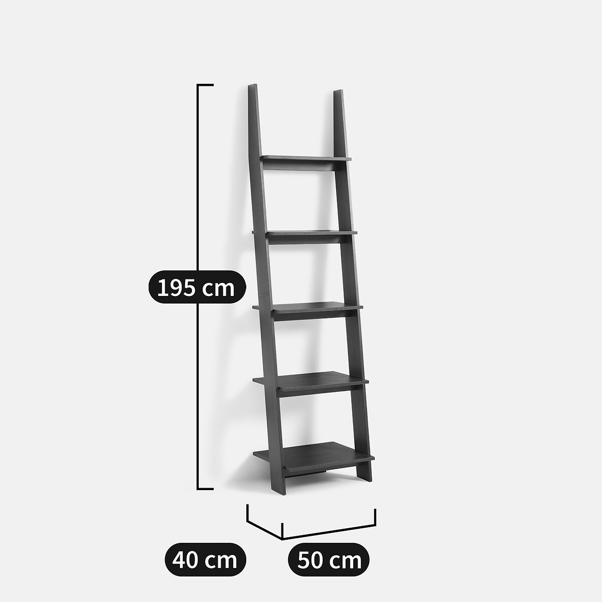 Domeno Wall-Mounted Ladder Bookcase in Walnut-Stained Ash Veneer walnut color stained, LA REDOUTE INTERIEURS