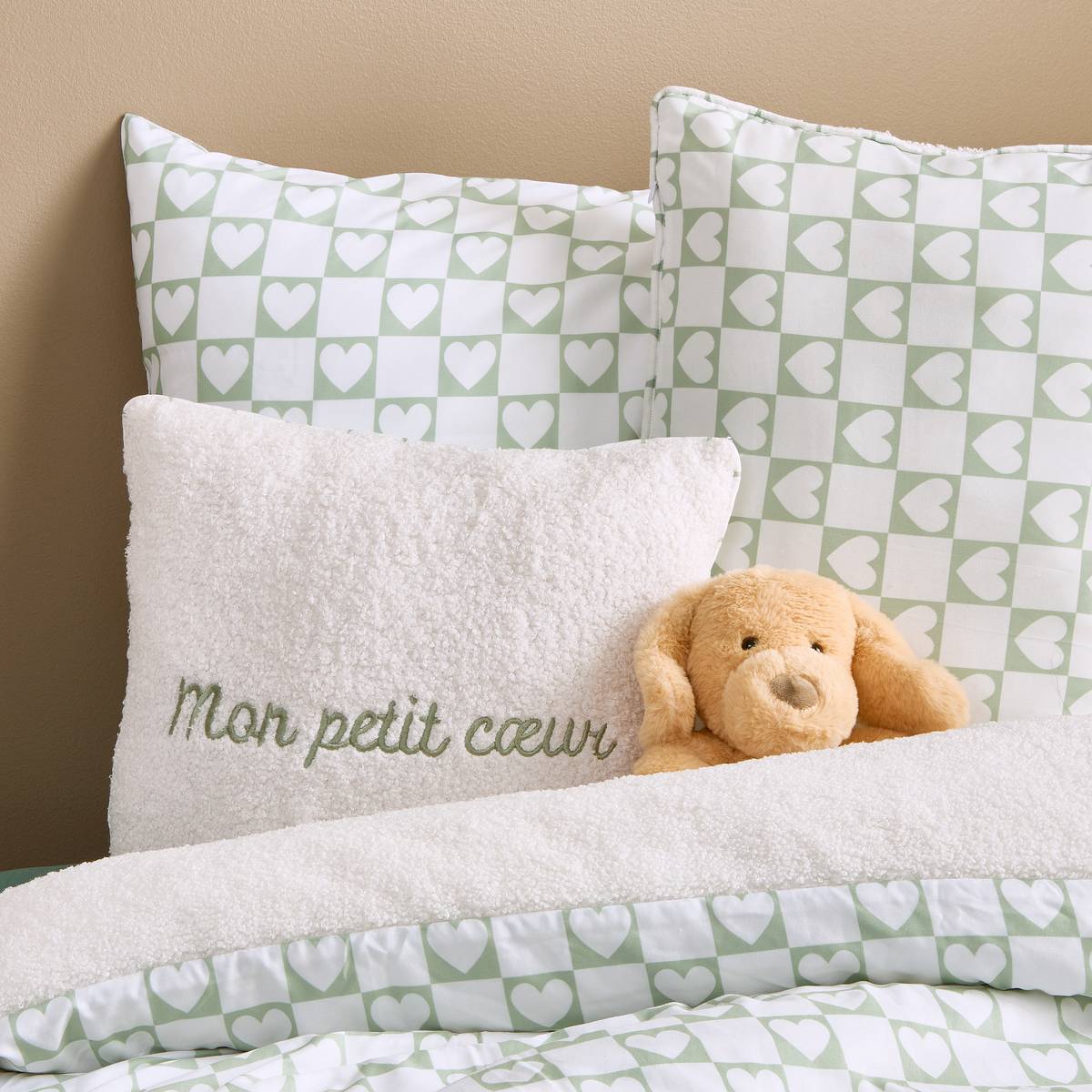 Coussin pour enfant JAIKO blanc/vert, ATMOSPHERA FOR KIDS