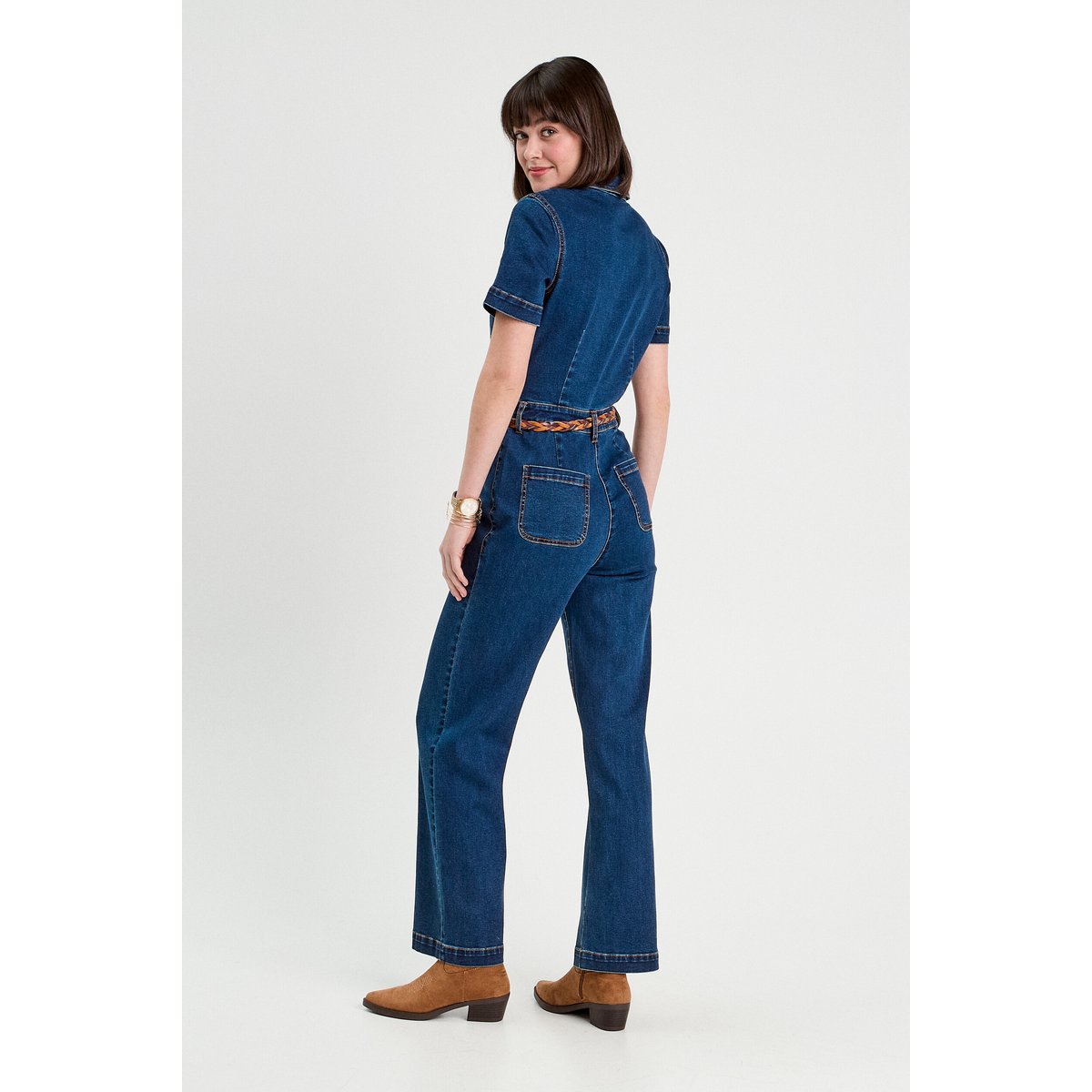 Combinaison pantalon en jean denim brut, CACHE CACHE