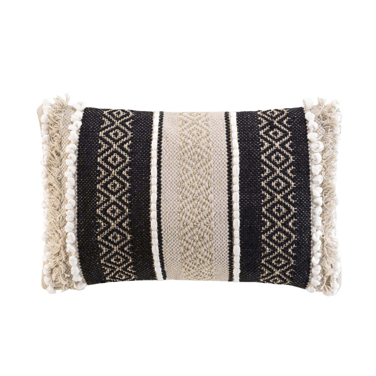 Coussin ethnique avec fils fil textile multicolore, DOUCEUR D'INTÉRIEUR