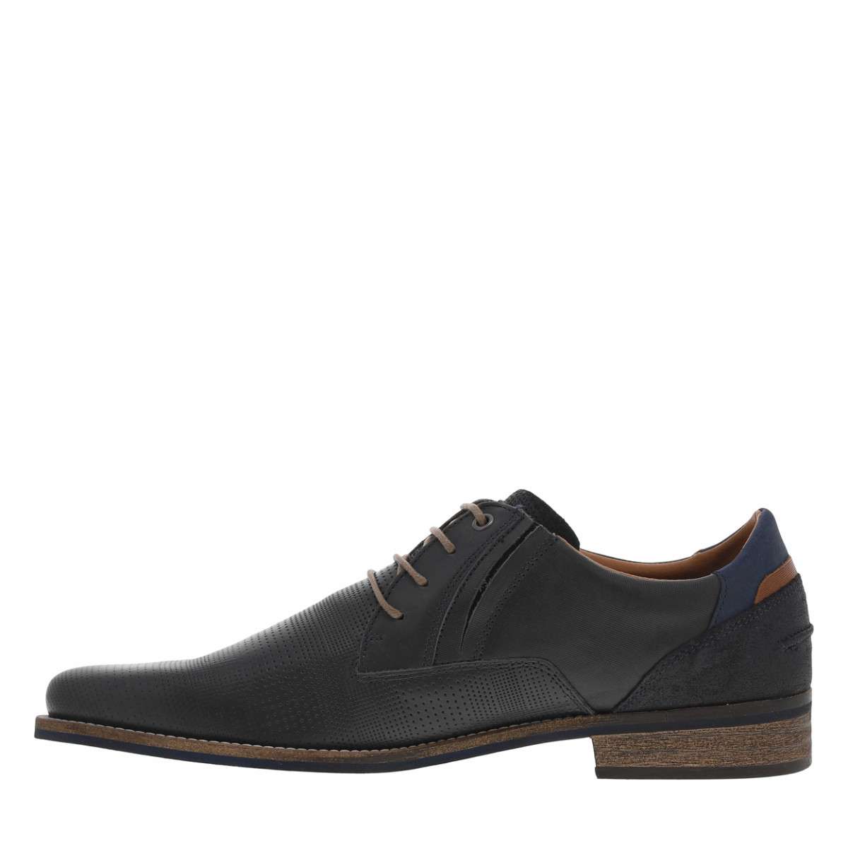Derbies cuir talon plat noir, BULLBOXER