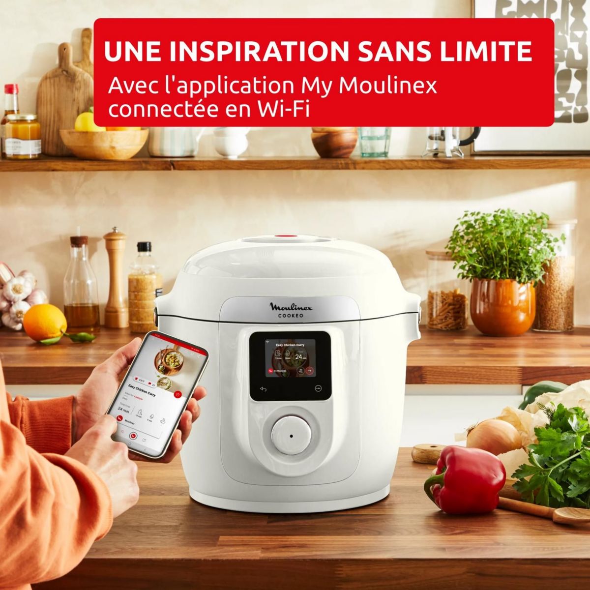 Cookeo Cookeo Wi-Fi 8en1 CE952AF0 couleur unique, MOULINEX
