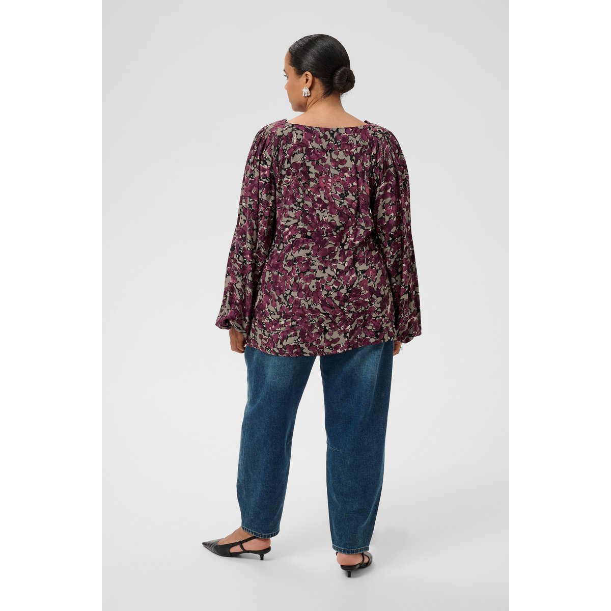 Blouse à manches longues marron fudge abstract animal, KAFFE CURVE
