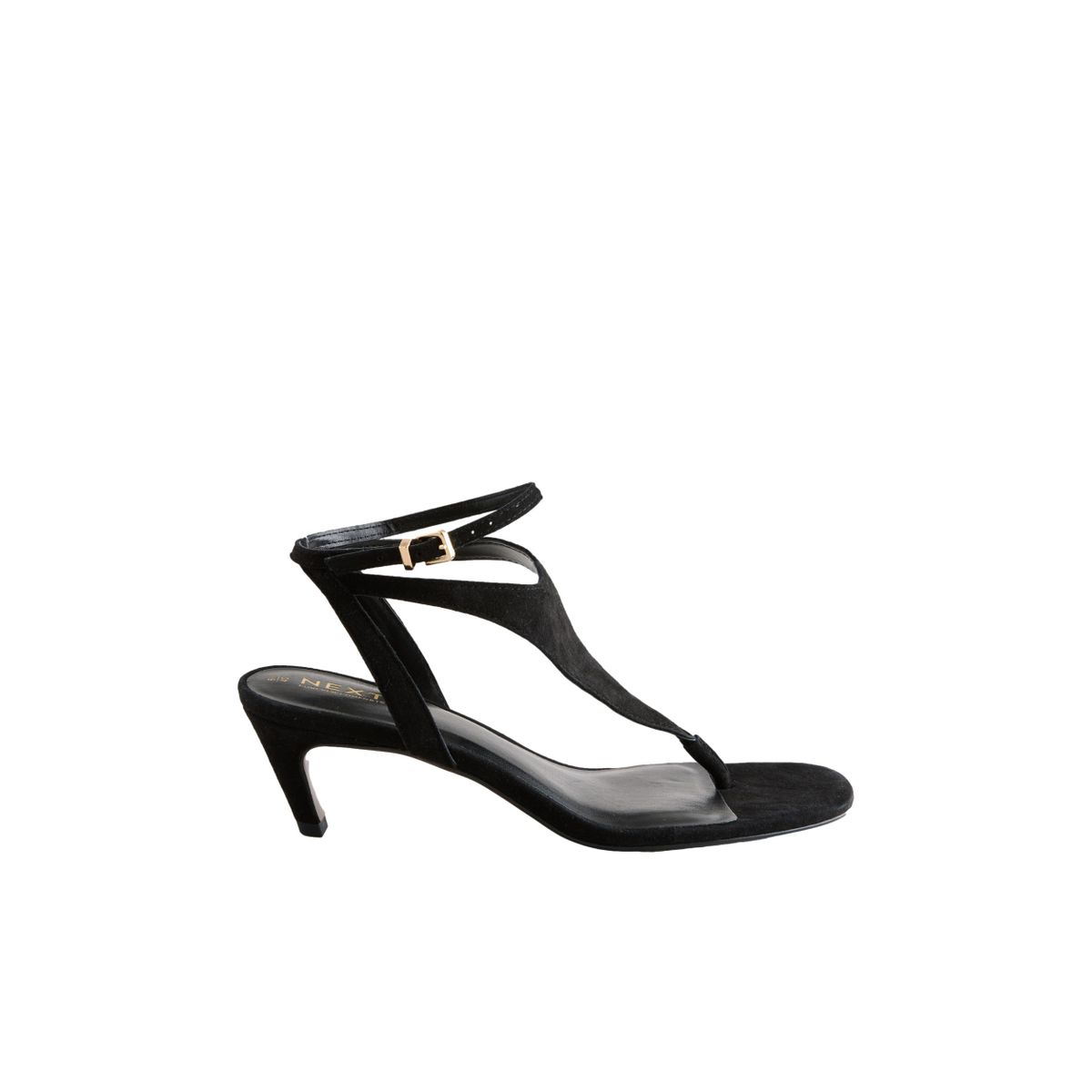 Sandales en daim avec talons et entredoigt noir, NEXT