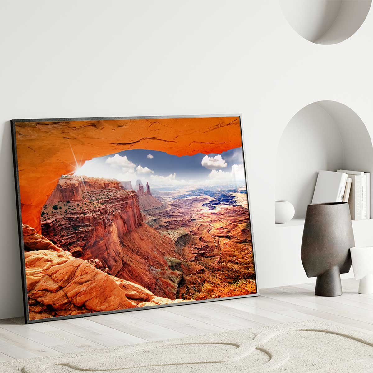Affiche encadrée canyon rocheux affiche + cadre en métal - noir, HEXOA