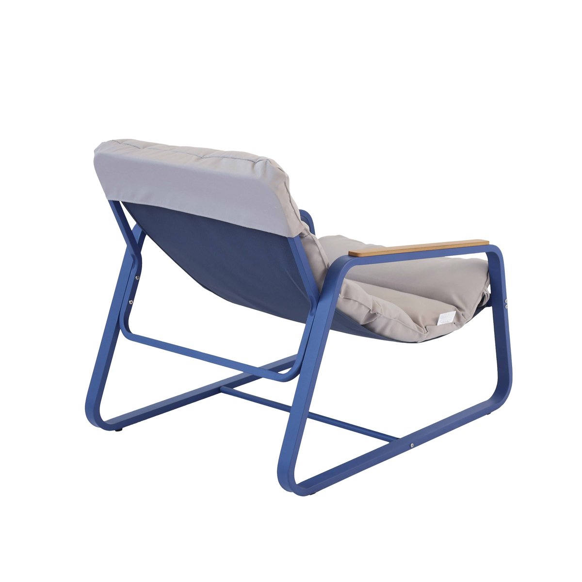 Fauteuil relax en acier et polyester avec repose-pieds SOTIA bleu pacific, OVIALA