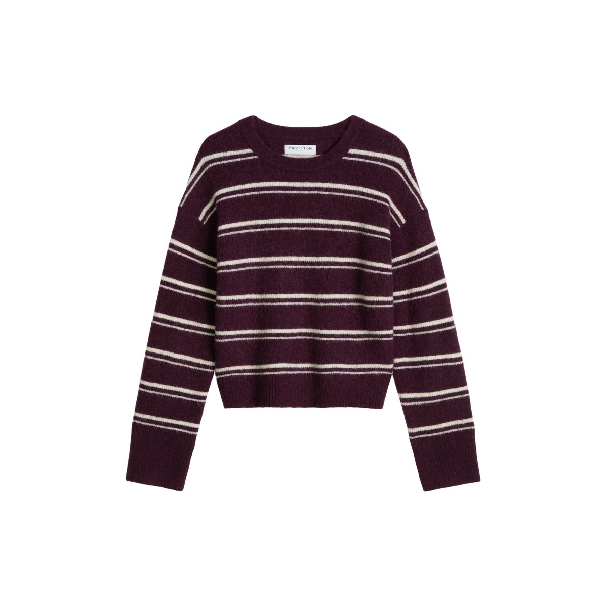 Pull en maille rayé, coupe décontractée en un mélange douillet de laine d'alpaga marron, MARC O’POLO DENIM