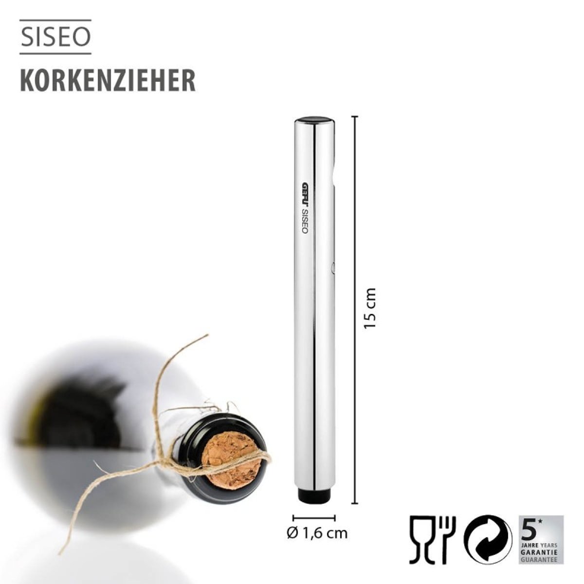 Tire-bouchon SISEO noir/argent, GEFU