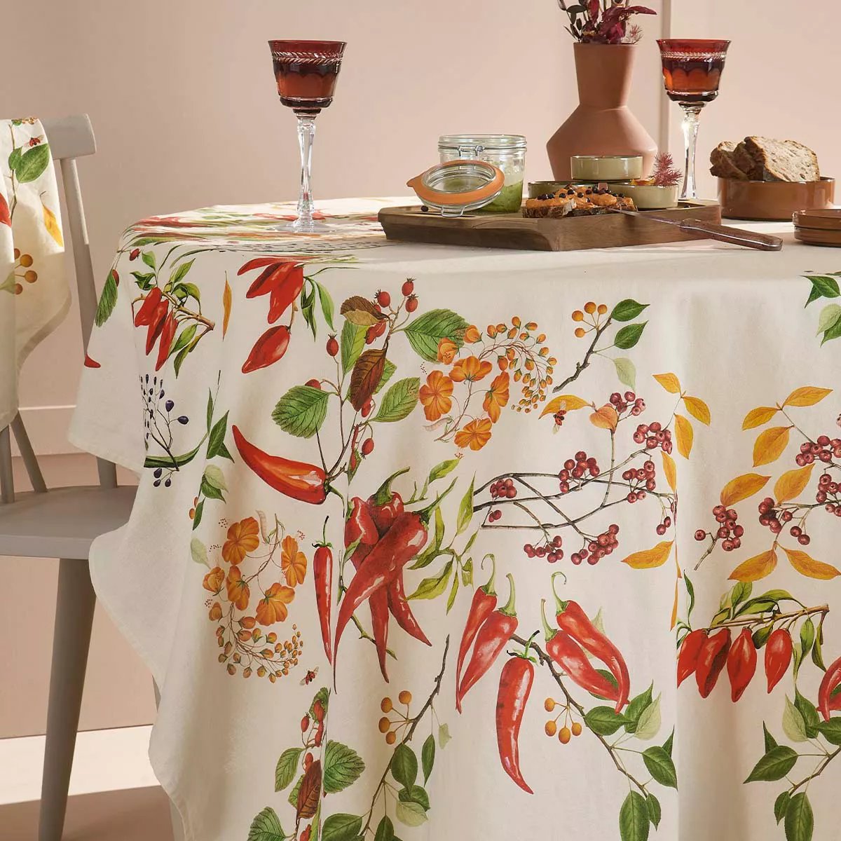 Chemin de table lin & coton lavé PIMENTS DOUX caliente, GARNIER THIEBAUT