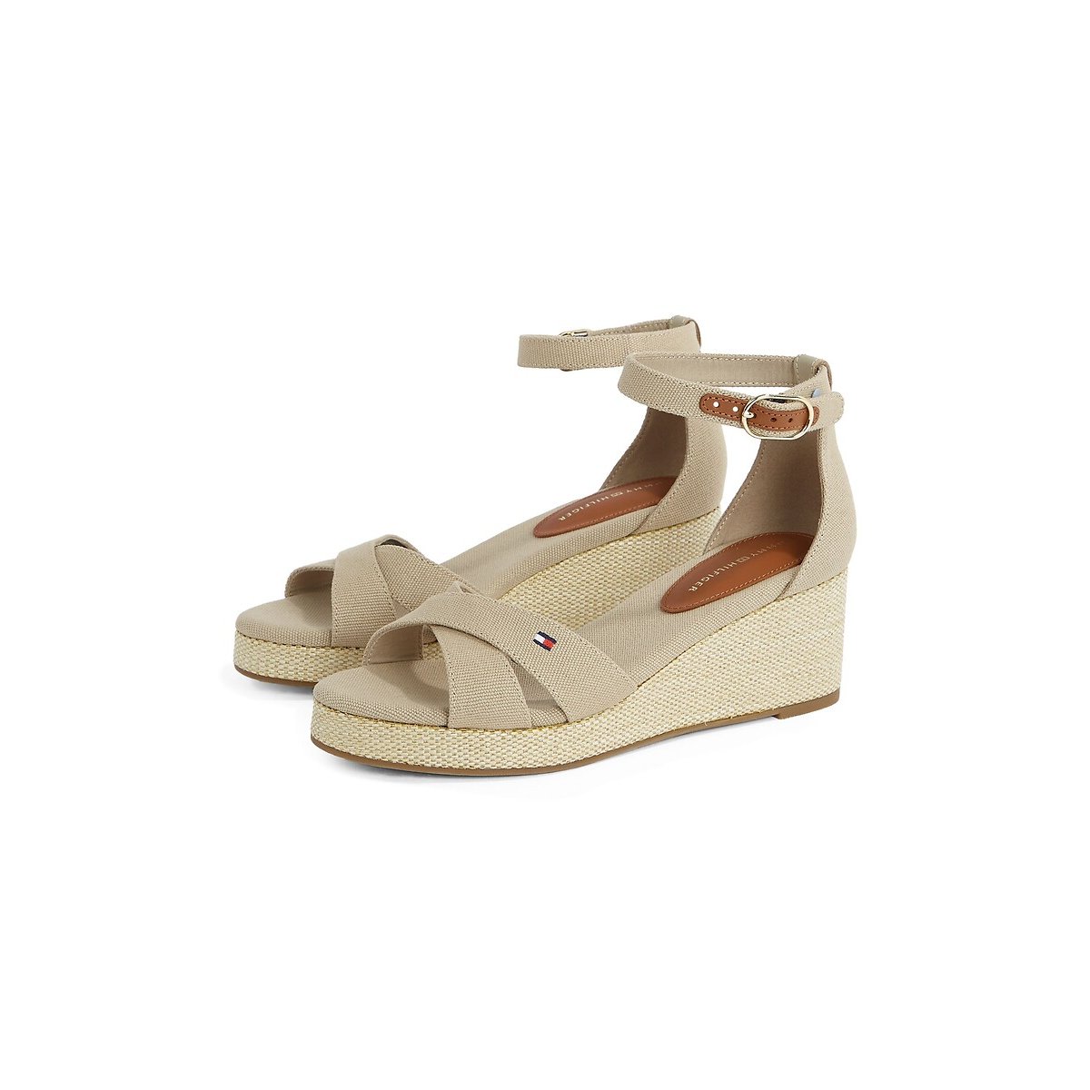 Sandales croisées compensées Flag beige, TOMMY HILFIGER