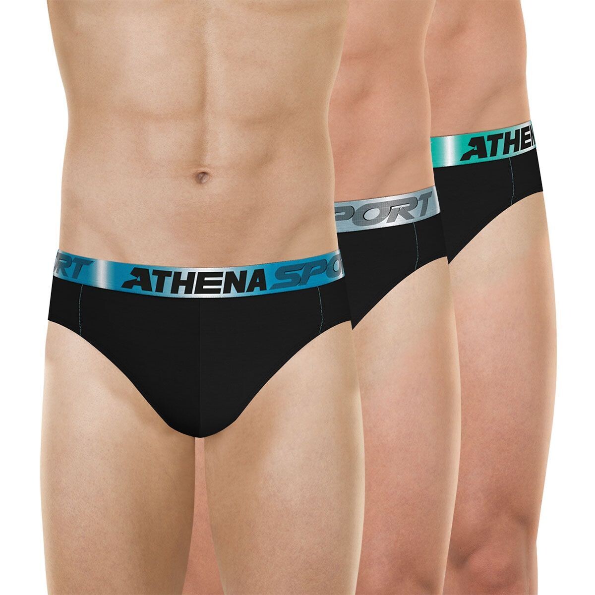 Pack of 3 Odour Control Briefs black + black + black, ATHENA