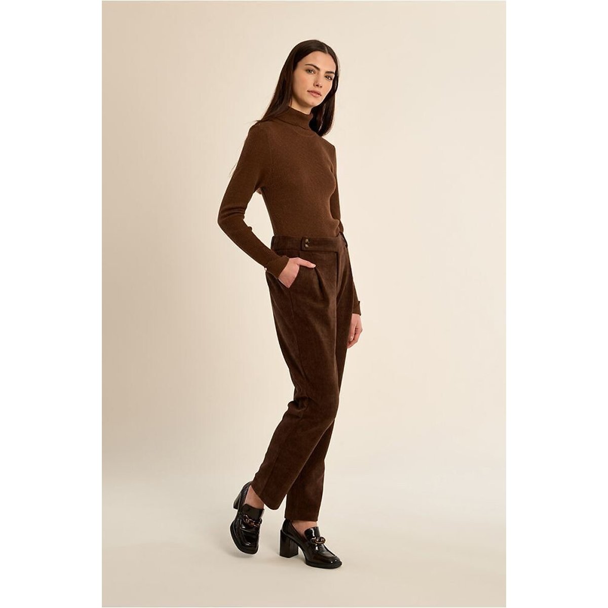 Pantalon en velours marron chocolat, MOLLY BRACKEN